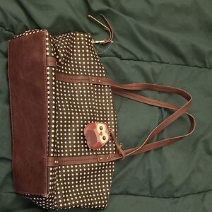 Relic Brown and Cream Polka Dot Tote
